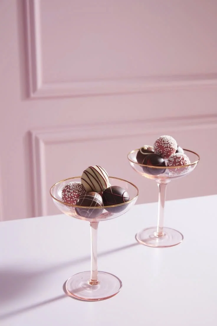 Bonbons served in coupe glasses
